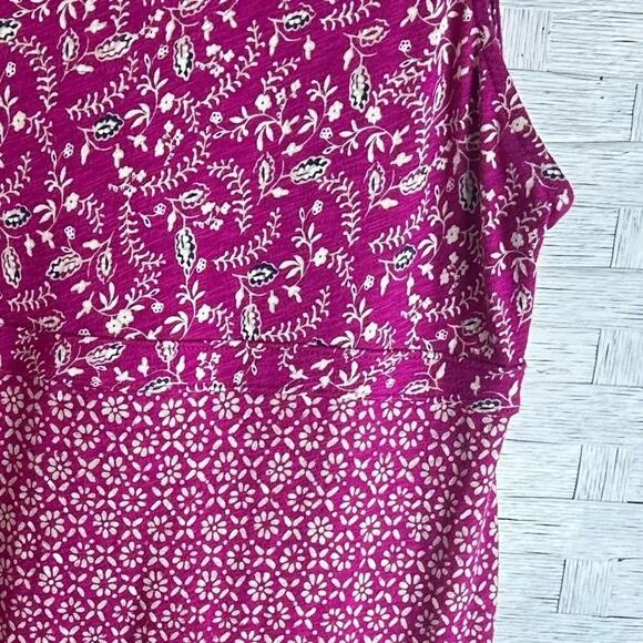 Eddie Bauer sleeveless Dress cotton floral, drawstring v-neck crisscross - Picture 3 of 9